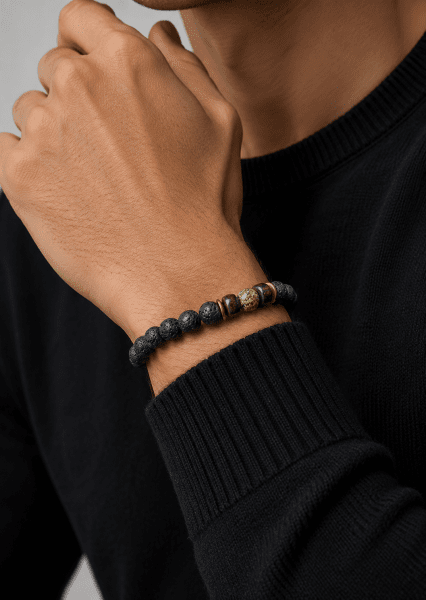 Perlenarmband Obsidian Whirl
