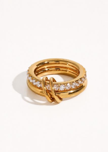 Ring Stacked Crystal - 18k vergoldet