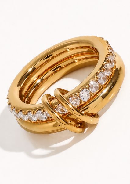 Ring Stacked Crystal - 18k vergoldet