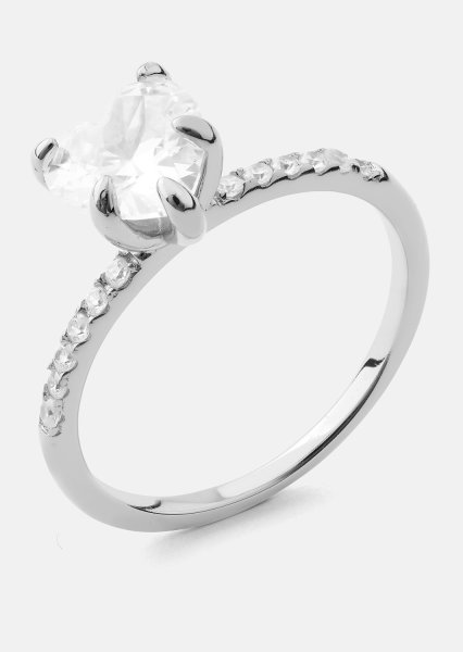 Heartlight Solitaire Ring - Versilbert