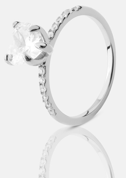Heartlight Solitaire Ring - Versilbert