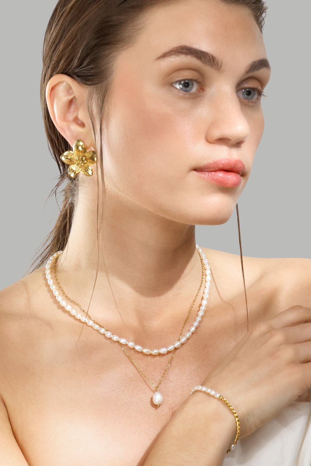 Halskette Duo Pearl & Gold - 18k Vergoldet