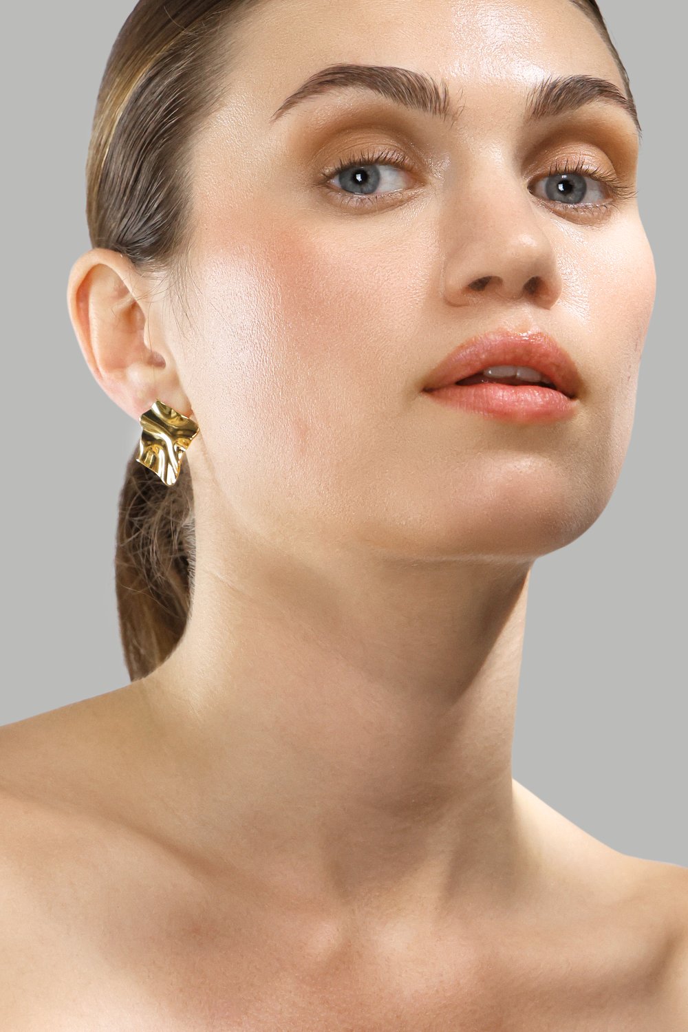 Ohrring Golden Ripple Studs - 18k Gold Plated