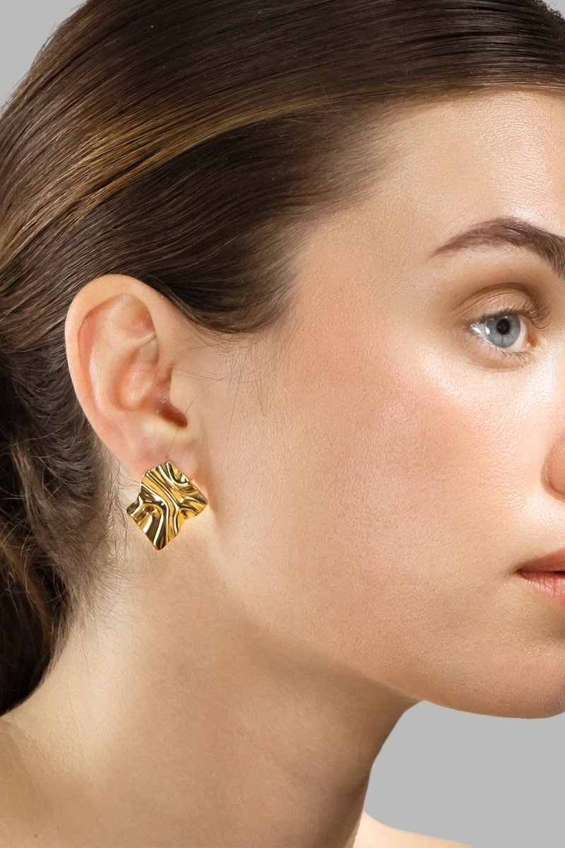 Ohrring Golden Ripple Studs - 18k Gold Plated