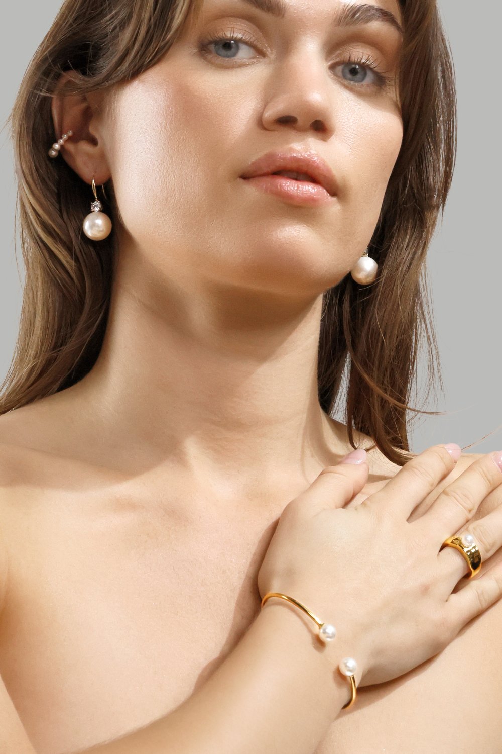 Pearl End Cuff Bracelet - 18k Vergoldet