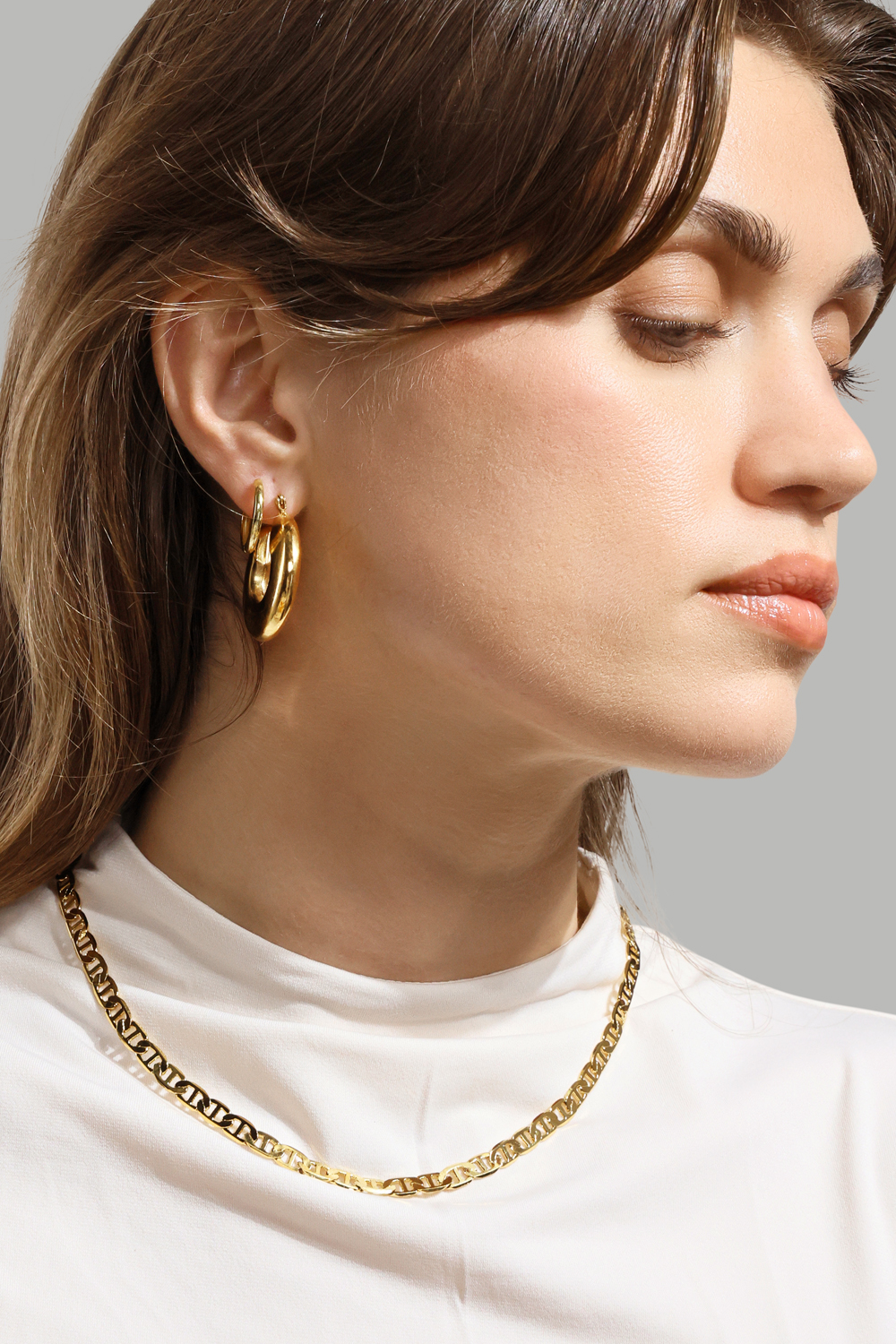 Ohrring Shine Hoops - 18k Vergoldet