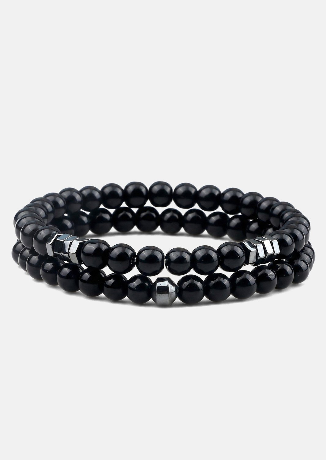 Perlenarmband Obsidian Halo
