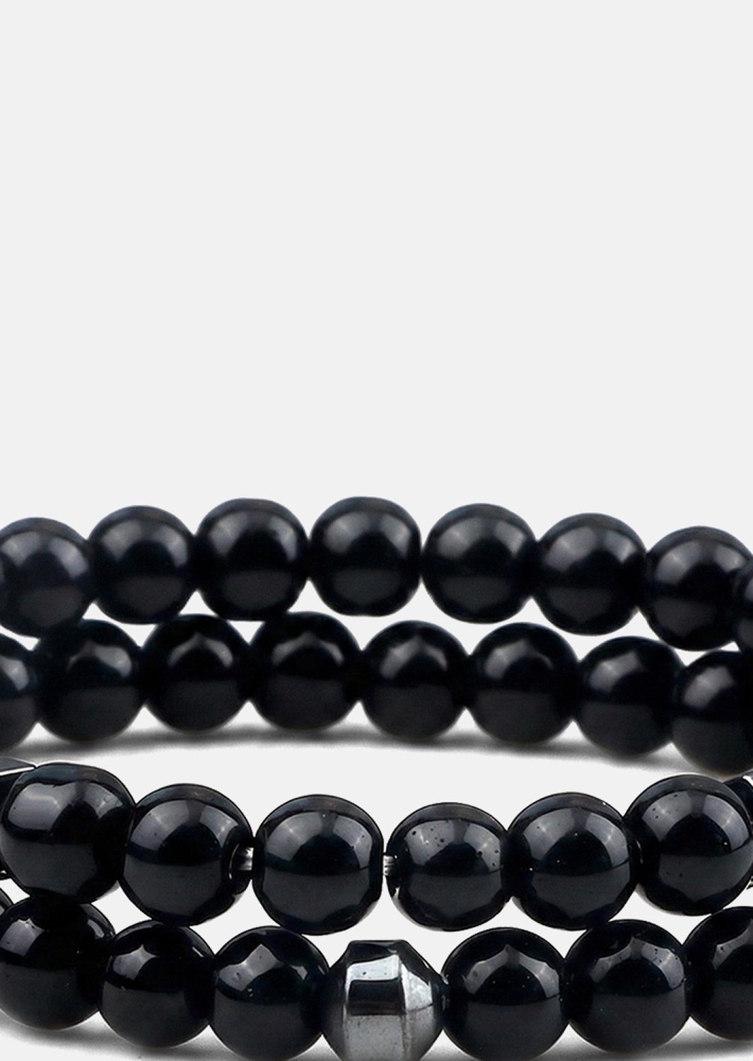 Perlenarmband Obsidian Halo