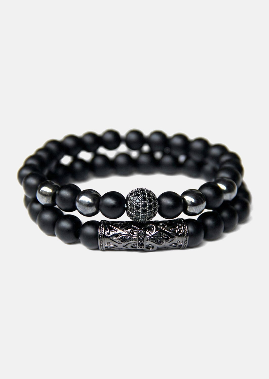 Perlenarmband Obsidian Crown