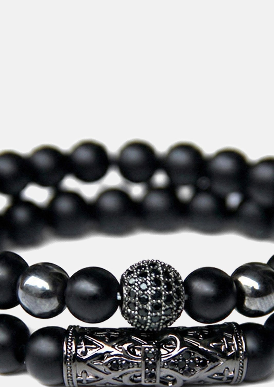 Perlenarmband Obsidian Crown