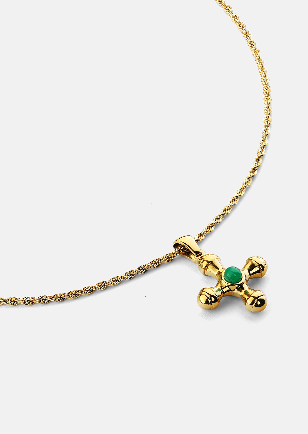 Emerald Cross Green Halskette – 18k Vergoldet
