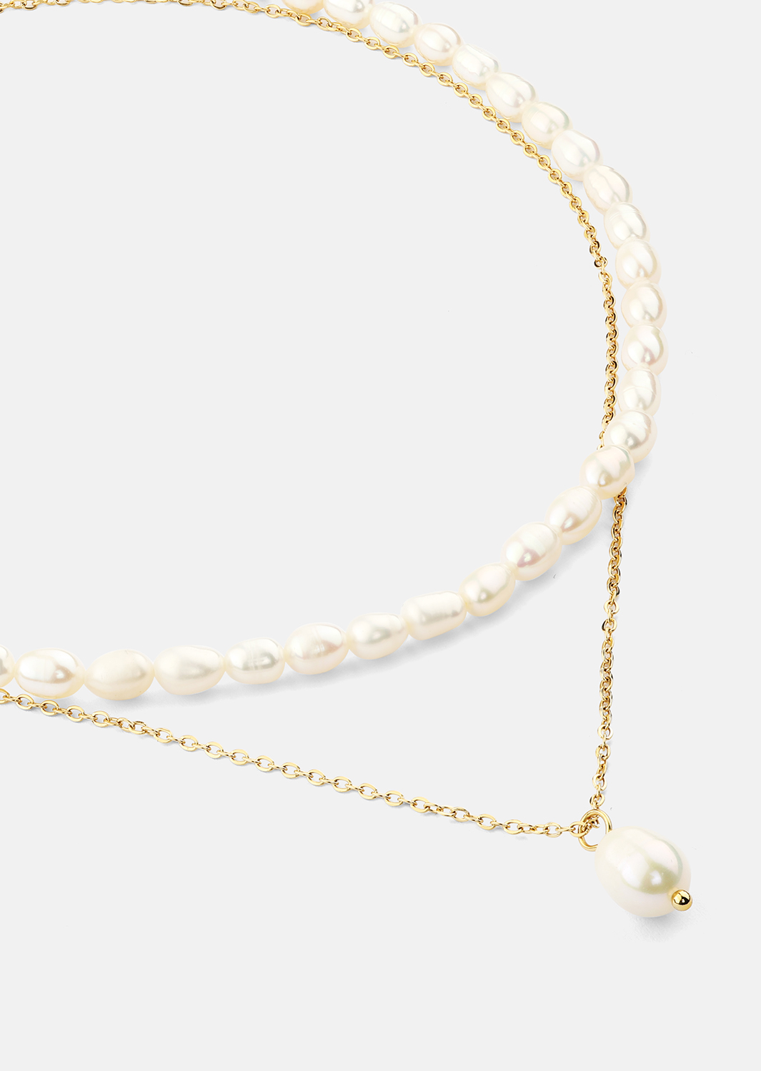 Halskette Duo Pearl & Gold - 18k Vergoldet