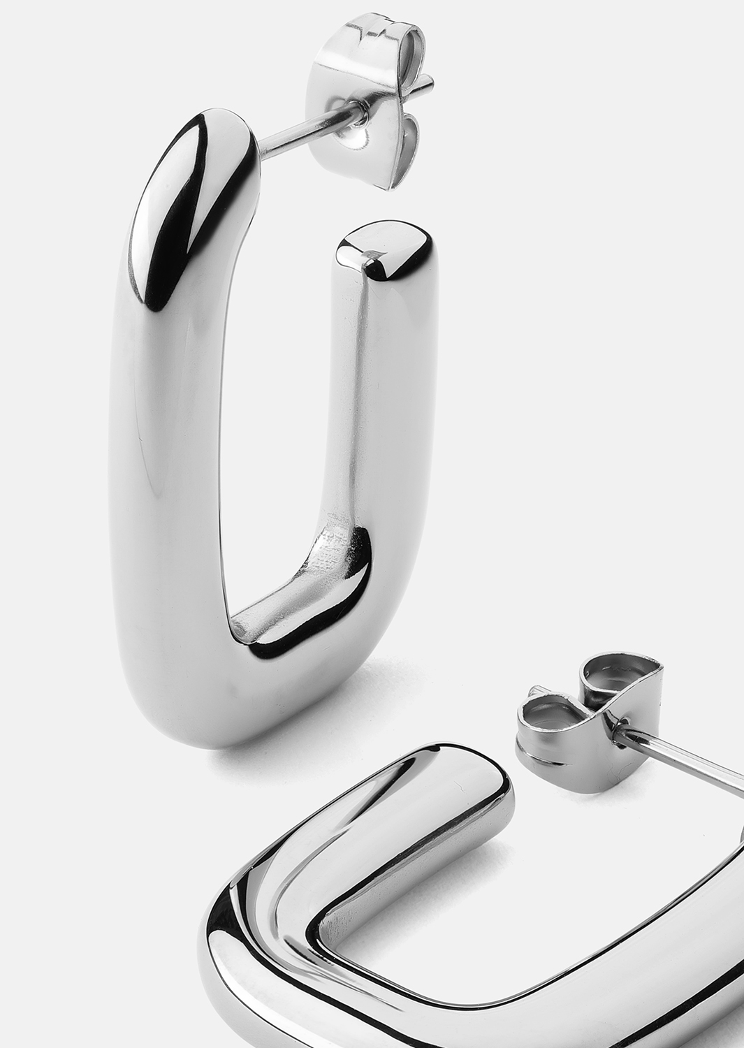 Ohrring Chunky Rectangle - Steel