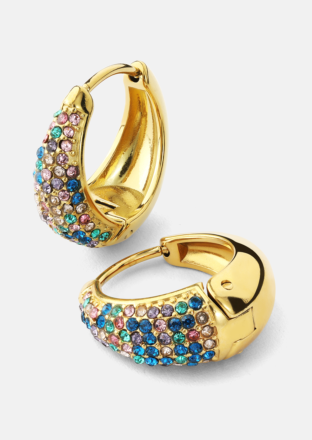 Ohrring Multicolor Crystal Bold Hoops - 18k Vergoldet