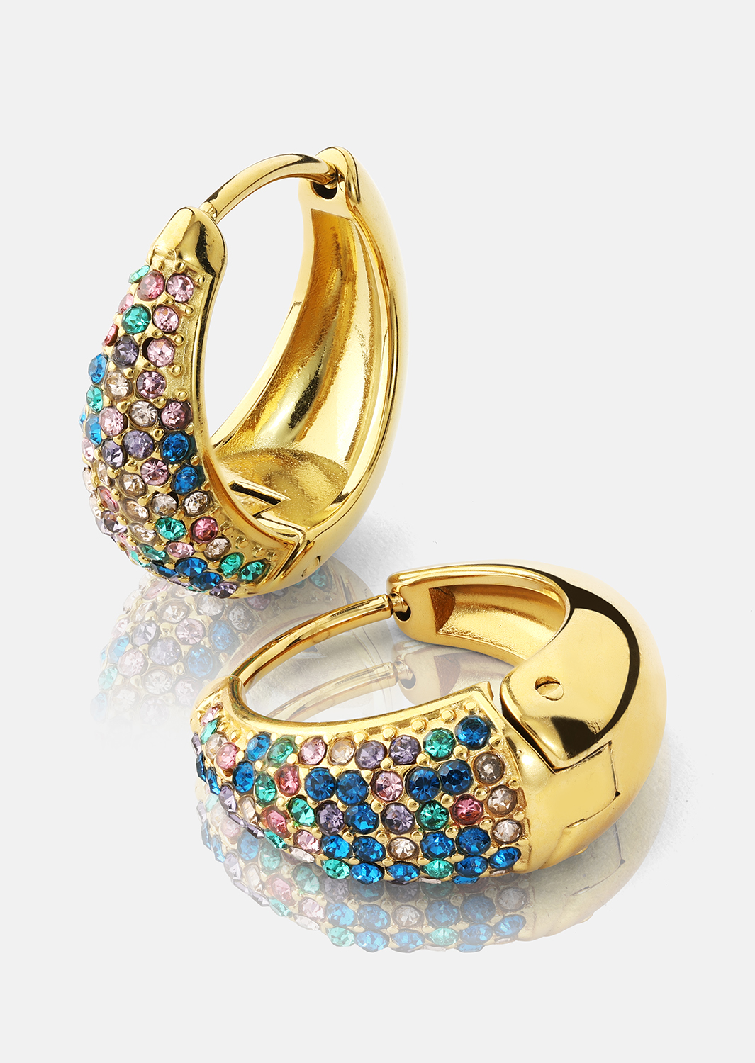 Ohrring Multicolor Crystal Bold Hoops - 18k Vergoldet