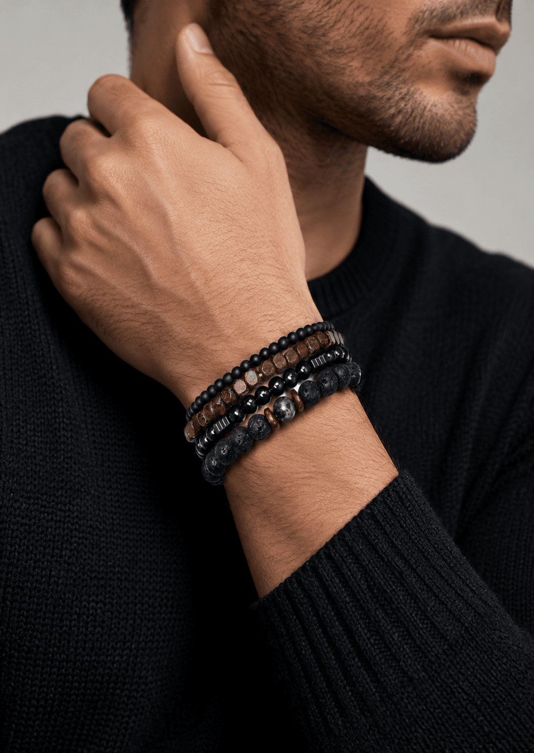 Perlenarmband Obsidian Knack