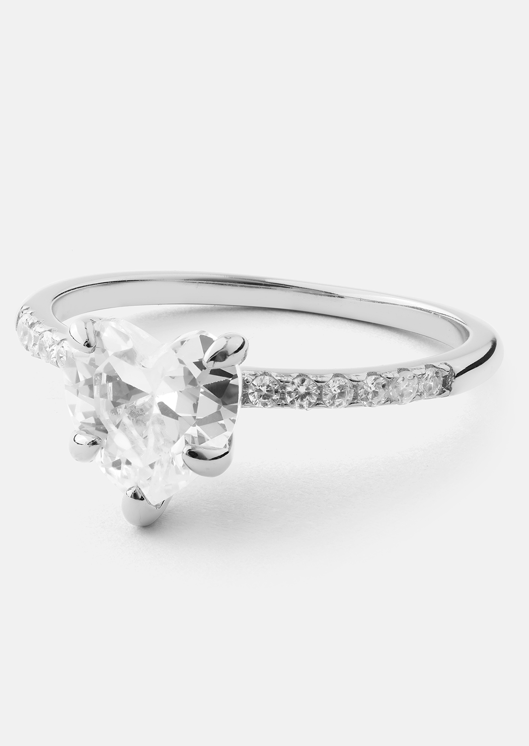 Heartlight Solitaire Ring - Versilbert